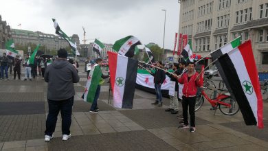 وقفة تضامنية مع مدينة ادلب السورية في مدينة هامبورج الالمانية